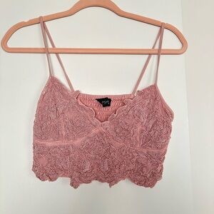 EUC Topshop Blush Pink Textured Crop Top